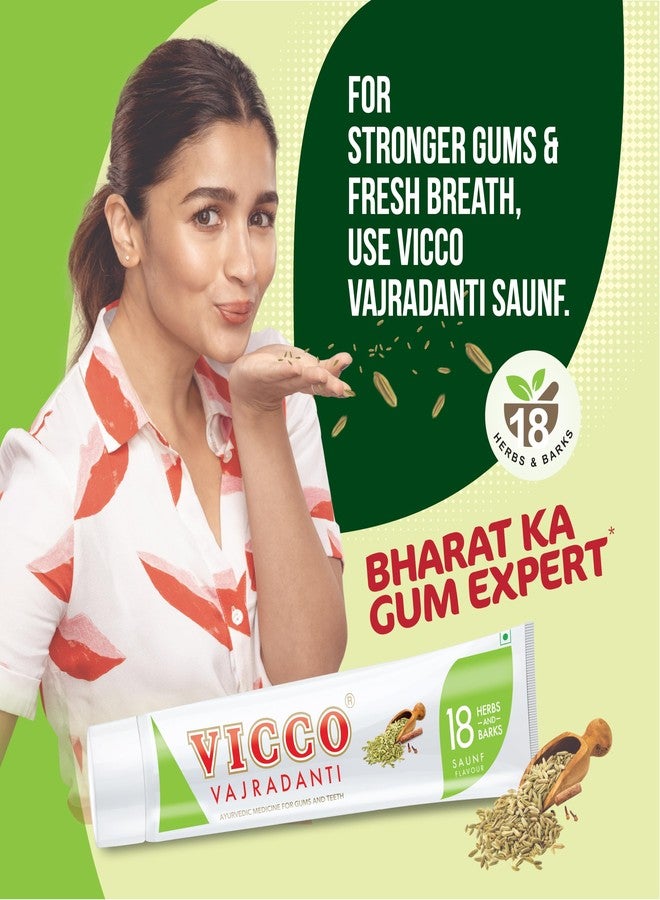 Vicco Vajradanti Paste in Saunf Flavour I With 18 Ayurvedic Herbs & Barks I Fennel Freshness I Healthy Gums & Long-Lasting Breath Protection | 160 gms - Image 2