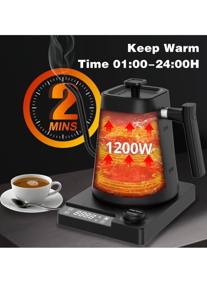 OMRAN CART Electric coffee kettle with temperature control 1 Liter V60 drip timer, 1200W, 1°C increment settings, Rapid Boiling 1000ml - Image 3