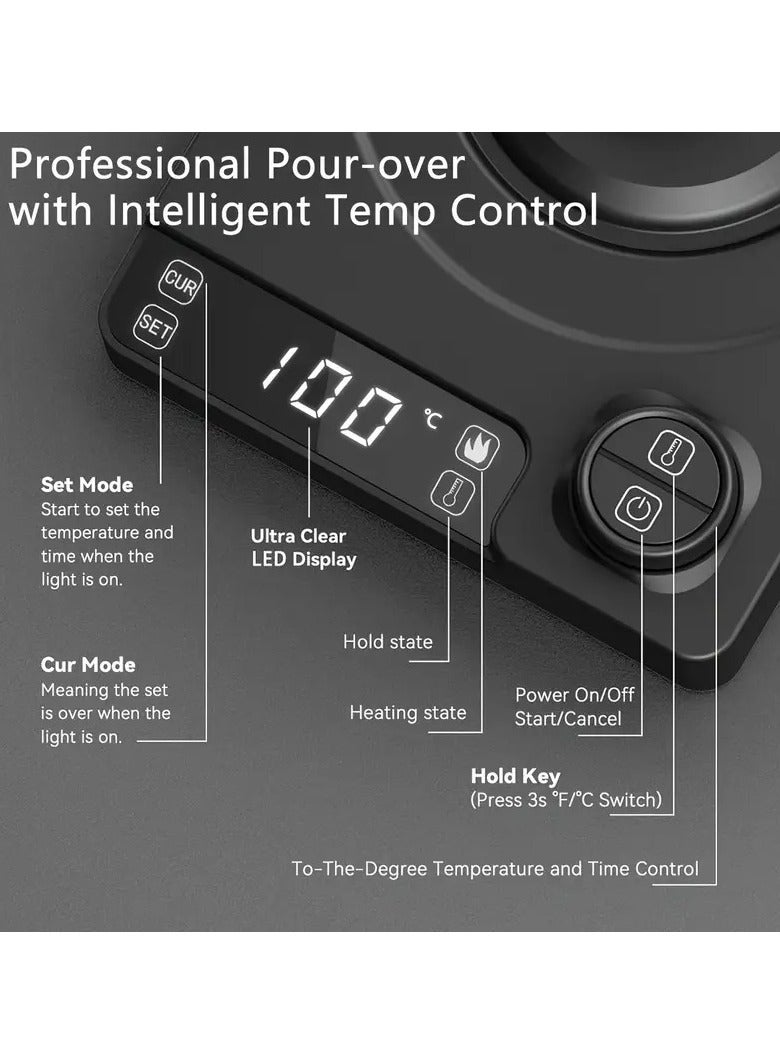 OMRAN CART Electric coffee kettle with temperature control 1 Liter V60 drip timer, 1200W, 1°C increment settings, Rapid Boiling 1000ml - Image 4