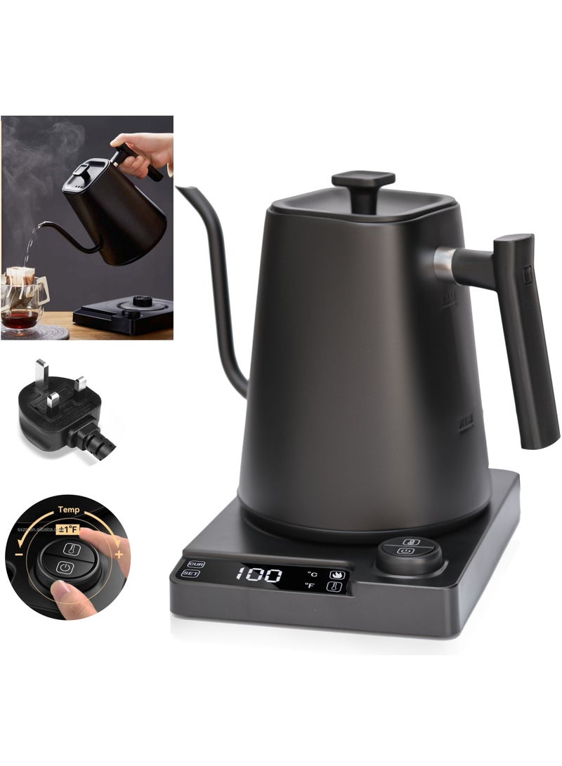 OMRAN CART Electric coffee kettle with temperature control 1 Liter V60 drip timer, 1200W, 1°C increment settings, Rapid Boiling 1000ml - Image 1