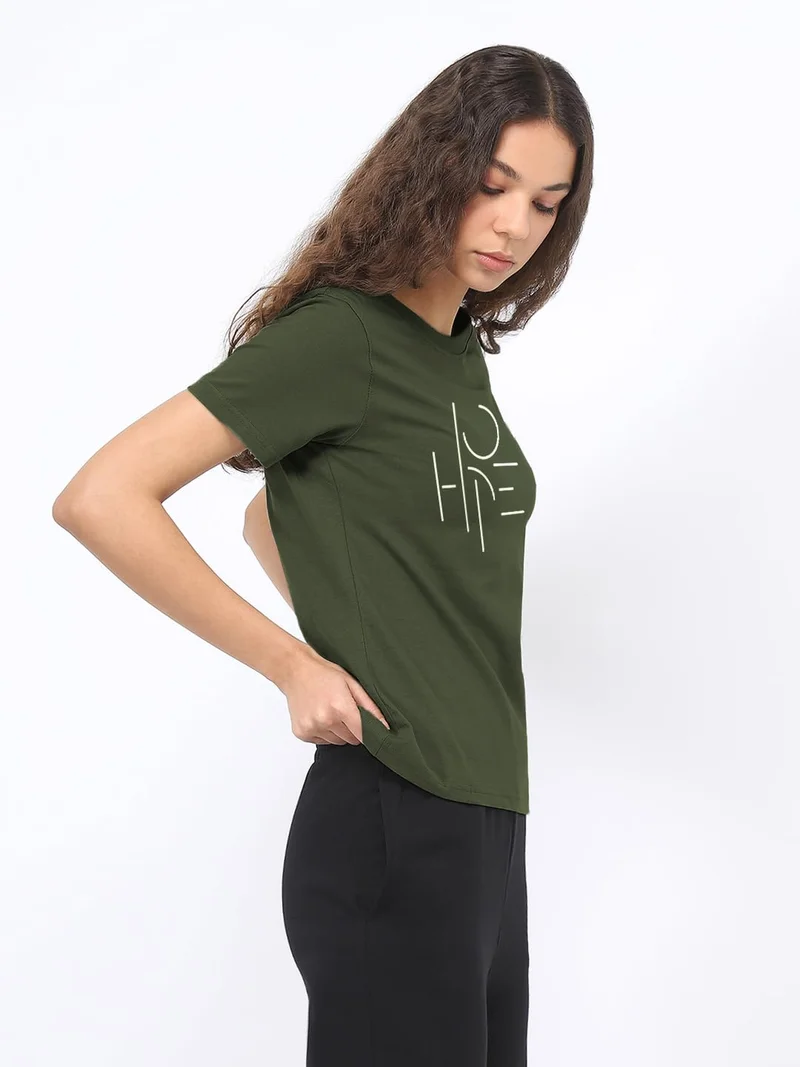 NOBERO Graphic Print Regular Fit T-Shirt for Women