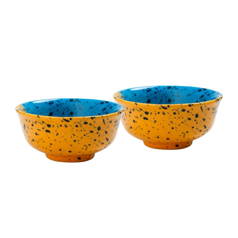 P-PLUS INTERNATIONAL Hand Painted Ceramic Food Bowls Set | Food Safe Materials | 150 ML 10 CM | Dinnerware Bowls Set | Ideal for Soup, Salad, Cereal and Rice | Bowl Gift Set (Multi, 2 Pc) - Image 1