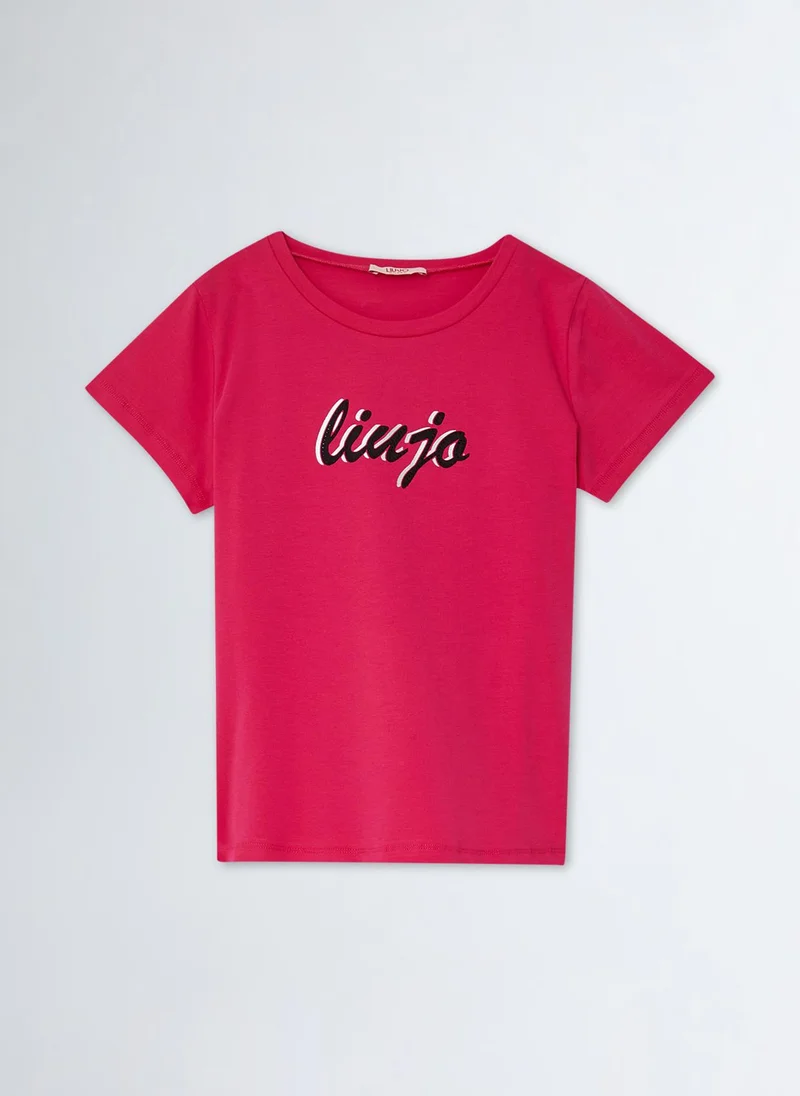 Liu Jo T-Shirt with Logo and Gemstones