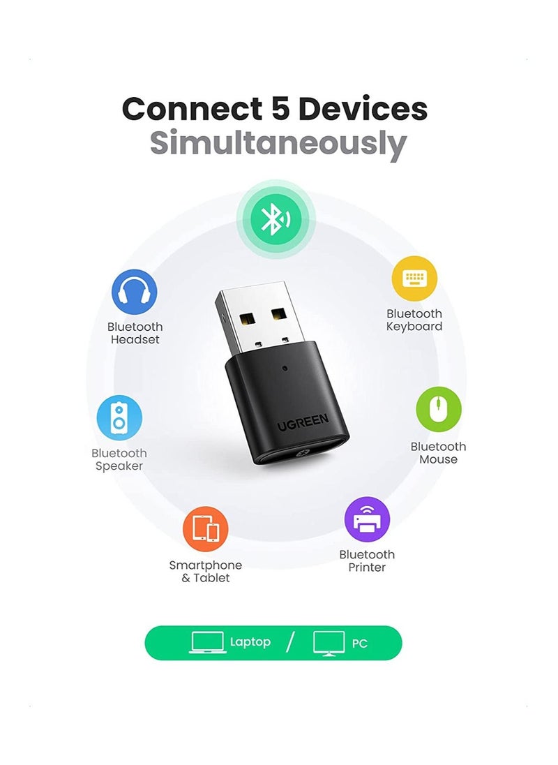 erorex - UGREEN USB Bluetooth Adapter 5.0 Transmitter Bluetooth Audio Receiver Bluetooth PC Desktop Laptop Computer Internet function Connected to Mobile Phone Wireless Bluetooth Headset Audio Mouse Keyboard - Image 1