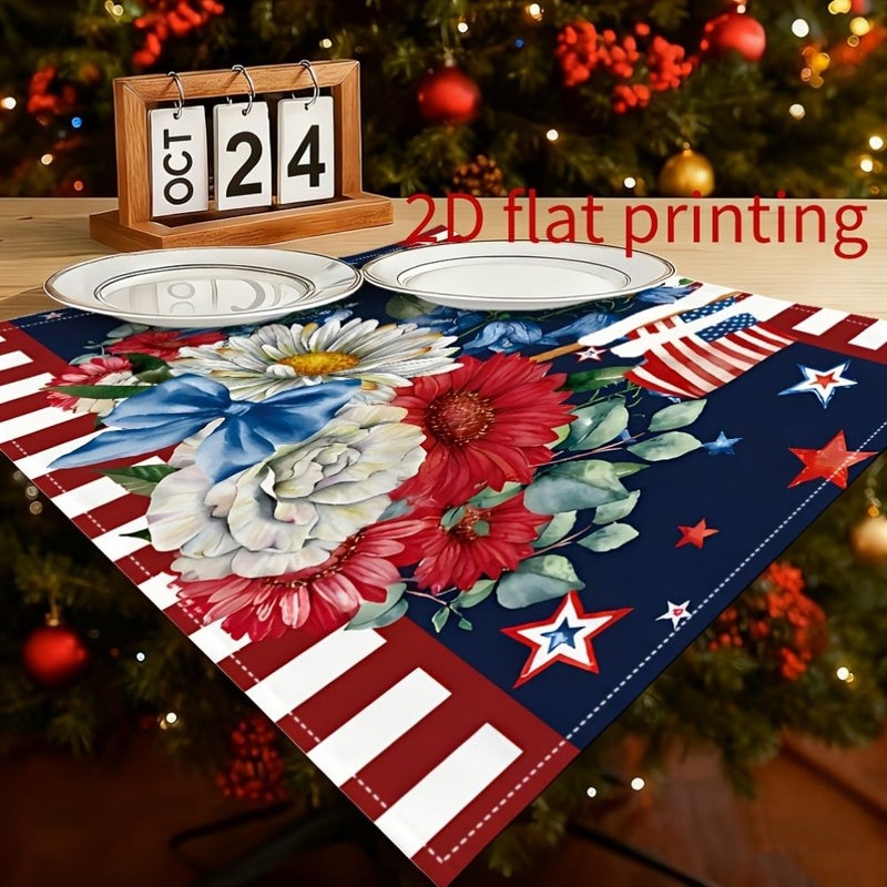 Set of 4 Star Spangled Floral Table Napkins 18 Inch for Patriotic Dining - Image 5