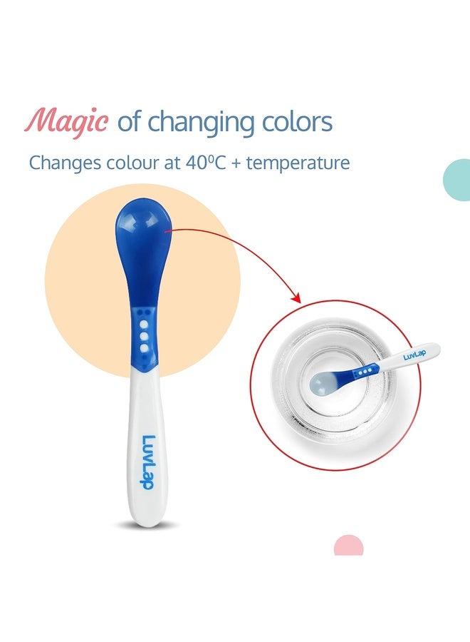 Luvlap Heat Sensitive Baby Feeding Spoon Set of 4, Bpa Free,Food Grade Heat Sensitive Silicone Spoons Self Feeding Utensil, Baby Weaning Spoon for Kids, 3 Months+ (Multicolor), 140 Millimeter - Image 4