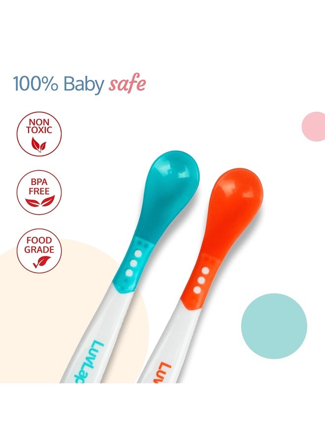 Luvlap Heat Sensitive Baby Feeding Spoon Set of 4, Bpa Free,Food Grade Heat Sensitive Silicone Spoons Self Feeding Utensil, Baby Weaning Spoon for Kids, 3 Months+ (Multicolor), 140 Millimeter - Image 3