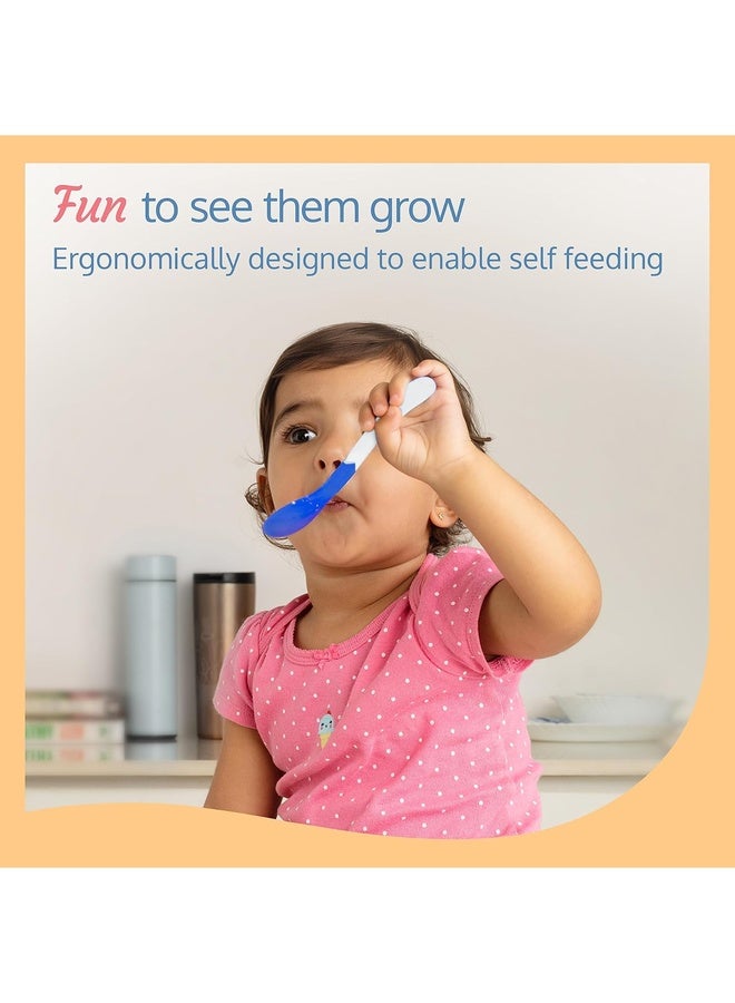 Luvlap Heat Sensitive Baby Feeding Spoon Set of 4, Bpa Free,Food Grade Heat Sensitive Silicone Spoons Self Feeding Utensil, Baby Weaning Spoon for Kids, 3 Months+ (Multicolor), 140 Millimeter - Image 2