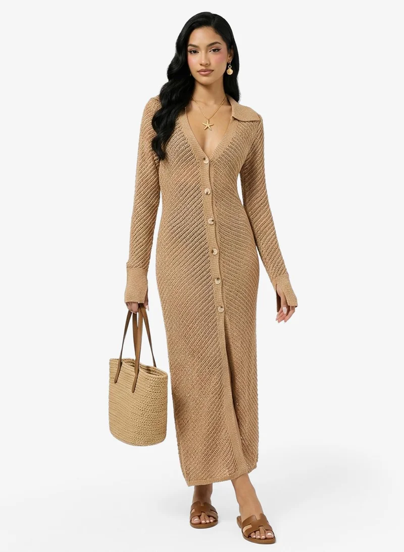 Ginger Crochet Button Up Beach Dress