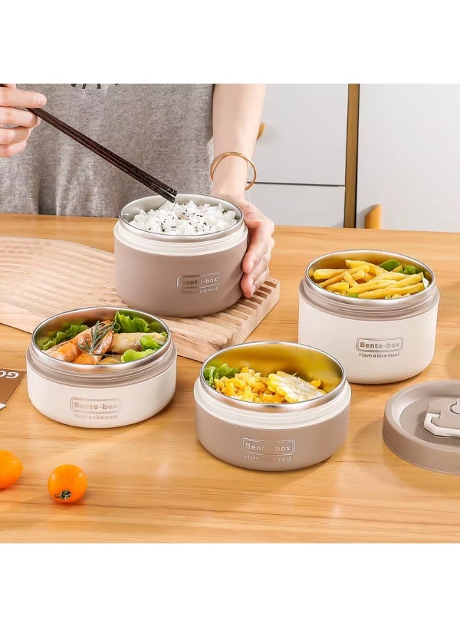 Stainless steel food container, 4-layer cylindrical lunch box, stackable food container designed for adults, with insulated bag, suitable for adults and teenagers (4 pieces) - Image 3