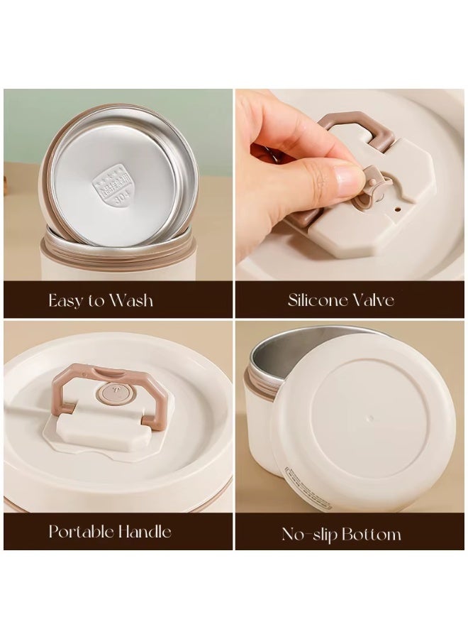 Stainless steel food container, 4-layer cylindrical lunch box, stackable food container designed for adults, with insulated bag, suitable for adults and teenagers (4 pieces) - Image 4