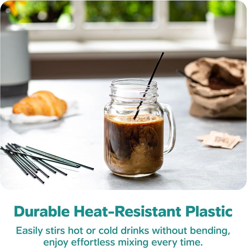 Comfy Package [7 Inch - 1000 Count] Black Coffee Drink Stirrers & Cocktail Straws - Disposable Plastic Sip Stir Sticks for Hot & Cold Beverages - Image 3