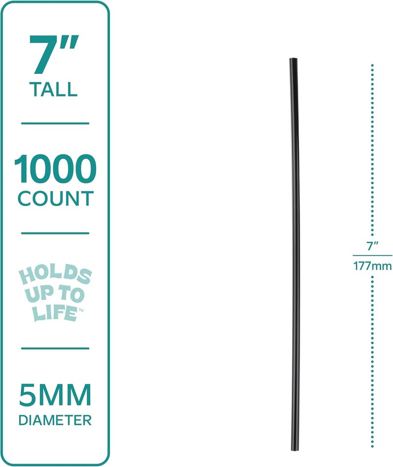 Comfy Package [7 Inch - 1000 Count] Black Coffee Drink Stirrers & Cocktail Straws - Disposable Plastic Sip Stir Sticks for Hot & Cold Beverages - Image 2