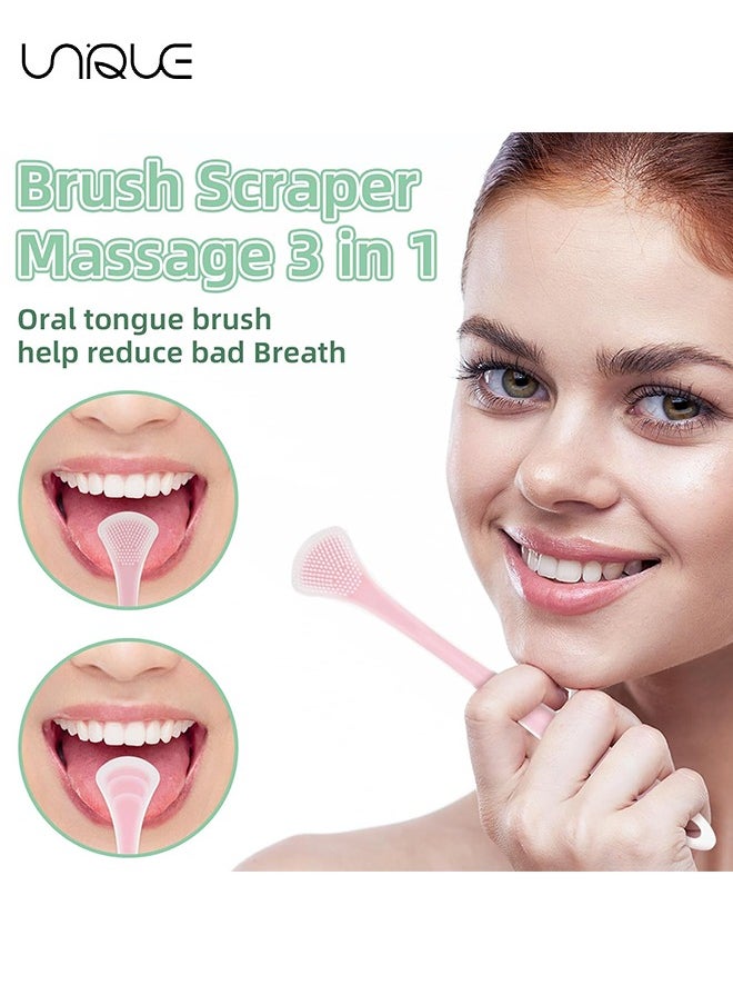 Unique 4-Piece Tongue Scraper for Adults, Silicone Tongue Cleaners, Double Sided Tongue Brush Helps Reduce Bad Breath and Fresh Breath, Easy to Carry and Use (Silicone Green & Pink & Purple & Orange)  - Image 5