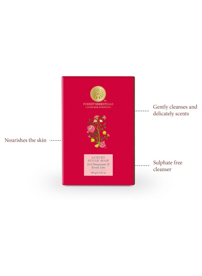 Forest Essentials Iced Pomegranate & Kerala Lime Soap | Ayurvedic Scented Handmade Bath Soap | Gently Cleanses & Softens Skin | With Natural Oils & Raw Cane Sugar - Image 4