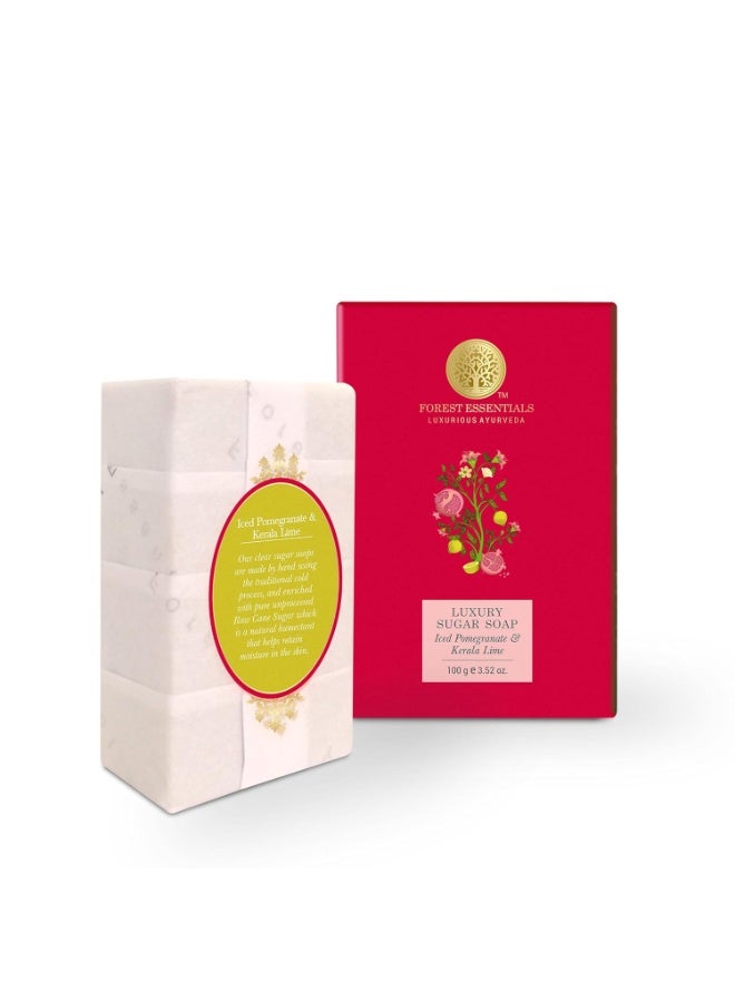 Forest Essentials Iced Pomegranate & Kerala Lime Soap | Ayurvedic Scented Handmade Bath Soap | Gently Cleanses & Softens Skin | With Natural Oils & Raw Cane Sugar - Image 2