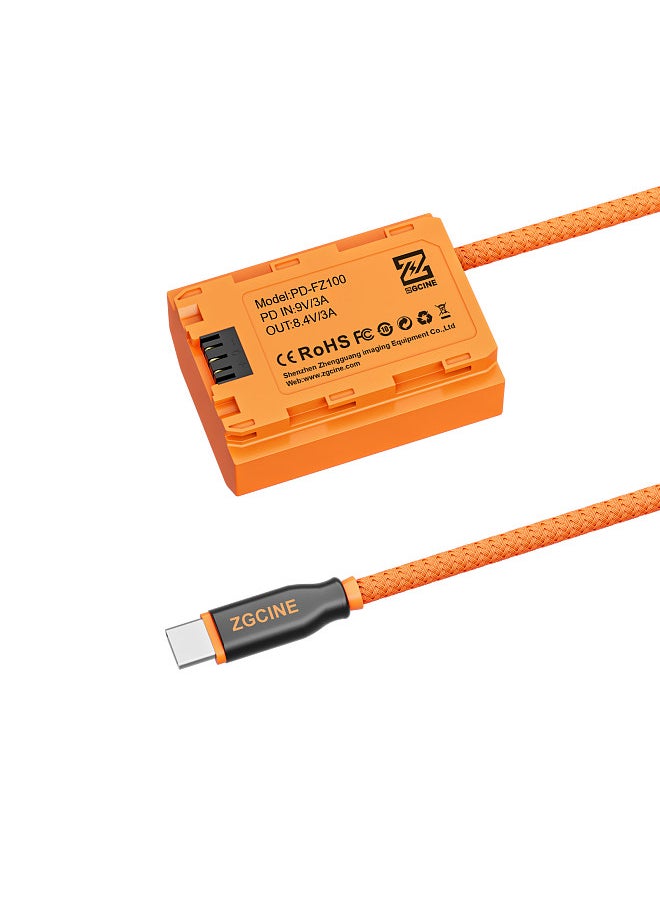 ZGCINE PD-LPE6 Type-C to LP-E6NH Dummy Battery with Braided Wire DC Coupler Accessory  - Image 1