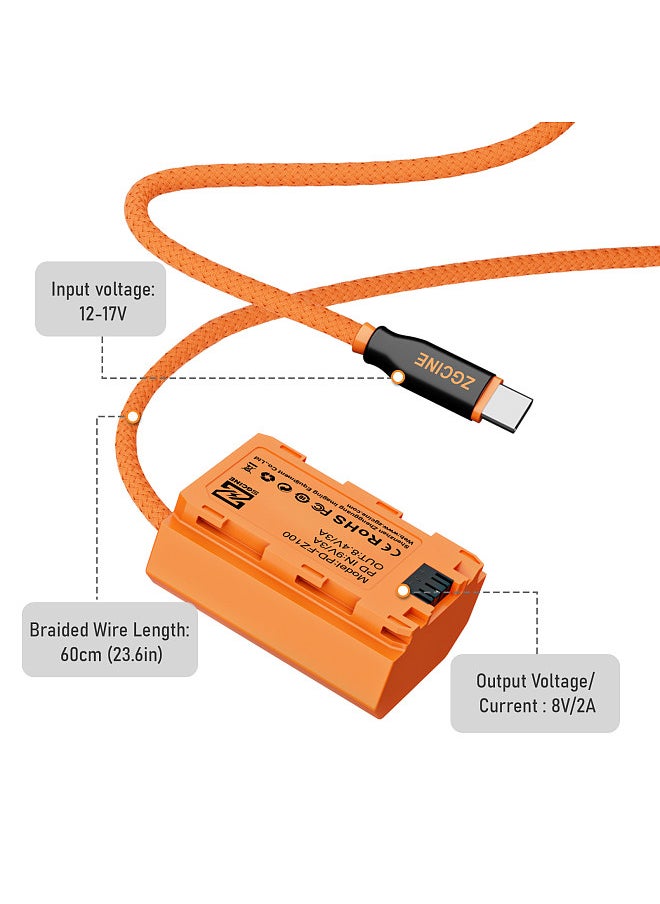 ZGCINE PD-LPE6 Type-C to LP-E6NH Dummy Battery with Braided Wire DC Coupler Accessory  - Image 2