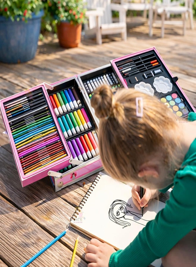 WISHKEY 145 Pieces Art Set for Kids with Unicorn Theme Storage Case, Art and Craft Supplies Kit for Drawing and Painting with Oil Pastel, Water Color, Color Pencils, Sketch Pen (Pack of 1 Pink & Blue) - Image 4