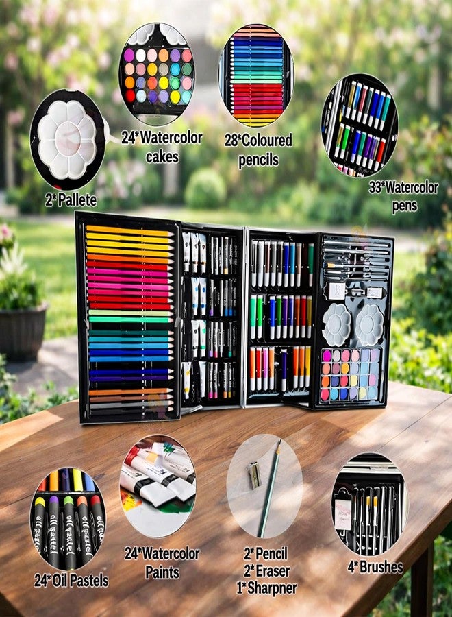 WISHKEY 145 Pieces Art Set for Kids with Unicorn Theme Storage Case, Art and Craft Supplies Kit for Drawing and Painting with Oil Pastel, Water Color, Color Pencils, Sketch Pen (Pack of 1 Pink & Blue) - Image 3