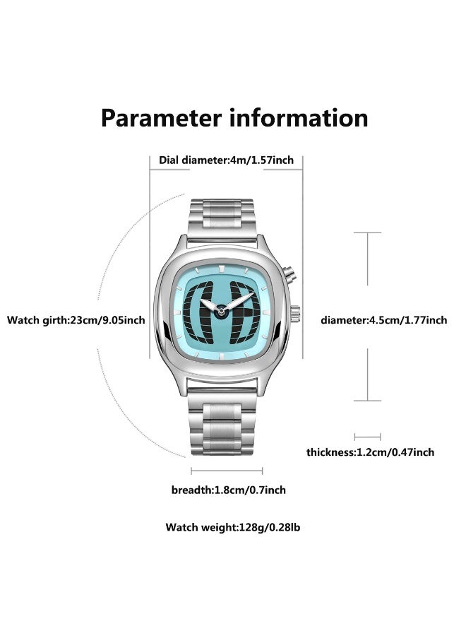 Longbo Stainless Steel Square Blue Dial Quartz Watch | Stylish Daily Wear Anti-Scratch Design - Image 2