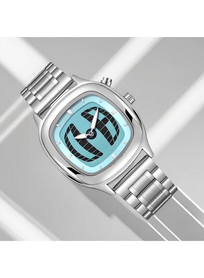 Longbo Stainless Steel Square Blue Dial Quartz Watch | Stylish Daily Wear Anti-Scratch Design - Image 4
