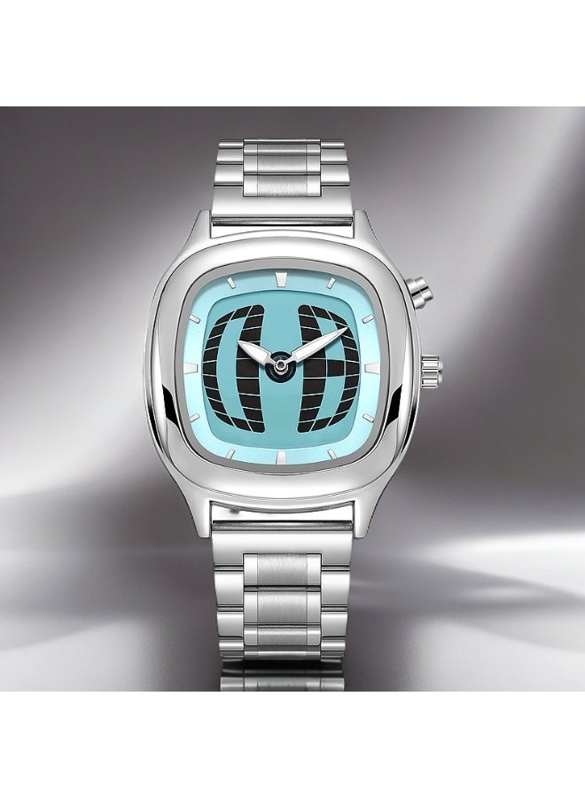 Longbo Stainless Steel Square Blue Dial Quartz Watch | Stylish Daily Wear Anti-Scratch Design - Image 3