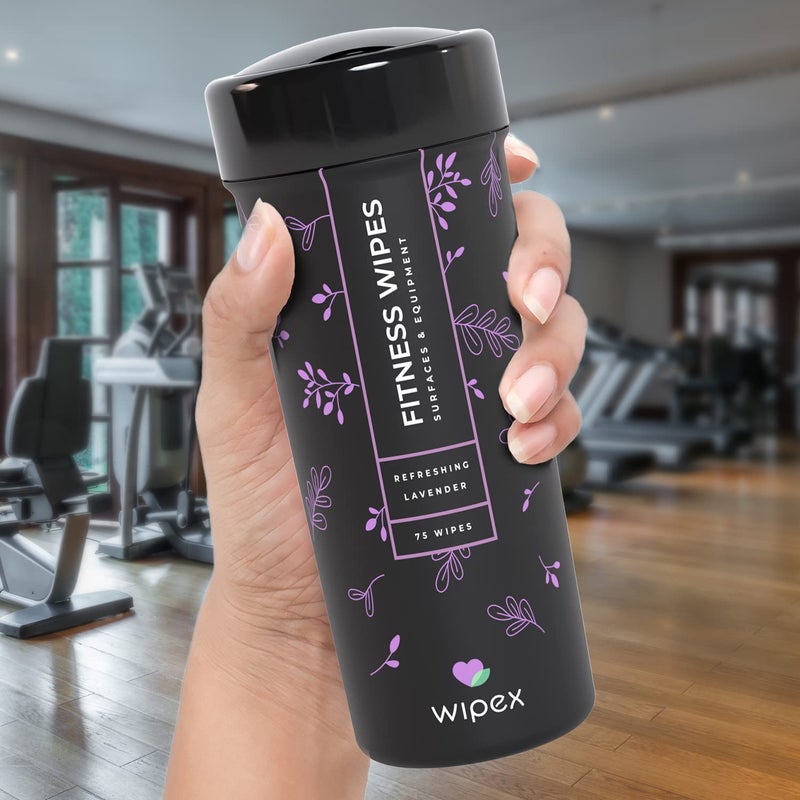 Wipex Gym Wipes & Fitness Equipment Wipes, Natural Lavender & Vinegar Wipes to Clean the Grime off Yoga Mats, Weight Machines & Surfaces, Spinning & Peloton Bikes, 75 Count (Pack of 1) - Image 5