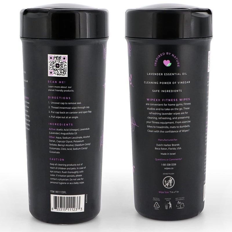 Wipex Gym Wipes & Fitness Equipment Wipes, Natural Lavender & Vinegar Wipes to Clean the Grime off Yoga Mats, Weight Machines & Surfaces, Spinning & Peloton Bikes, 75 Count (Pack of 1) - Image 3