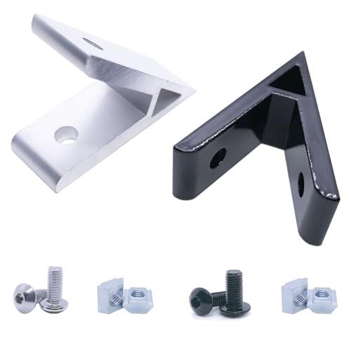 QIJINTRID 8Sets 1010 Aluminum Extrusion 45 Degree Bracket,8pcs 45 Degree Corner Brackets,with 8pcs Sliding T Nuts and Screws for 10 Series Extruded Aluminum Rail Accessories(Black) - Image 1