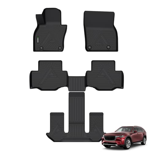 ANBINGO® Floor Mats for 2024 2025 CX-90 & CX90 PHEV (Plug in Hybrid) 6&7 Seater 2nd Row Captain Seat or Bucket Seat All Weather Waterproof Mazda Car Mat Guard Liners - Image 1