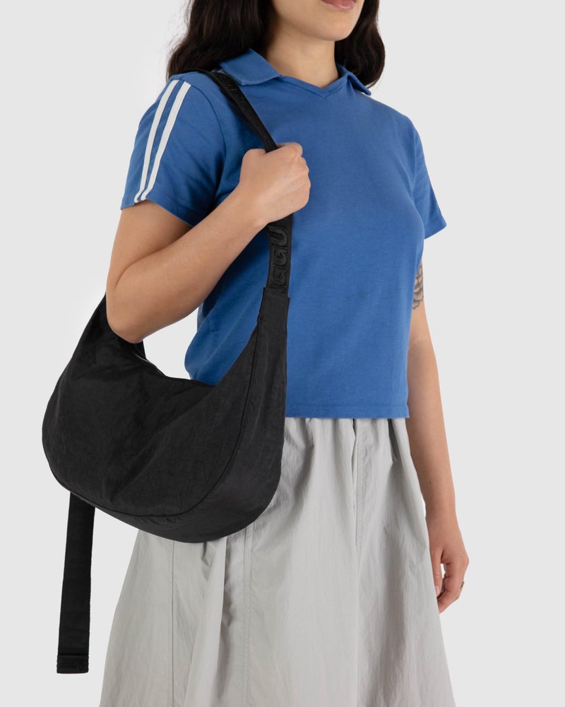 BAGGU Medium Nylon Crescent Bag - Black - Image 2