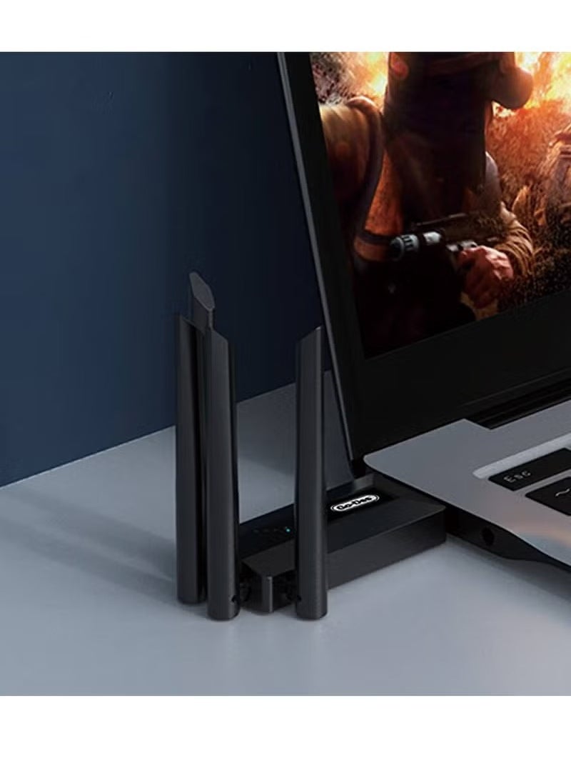 Go DESI - Go Des GD-BT318 Dual Band 1200M 4 Antennas Wireless Internet Provider USB High Power WiFi Adapter - Image 1