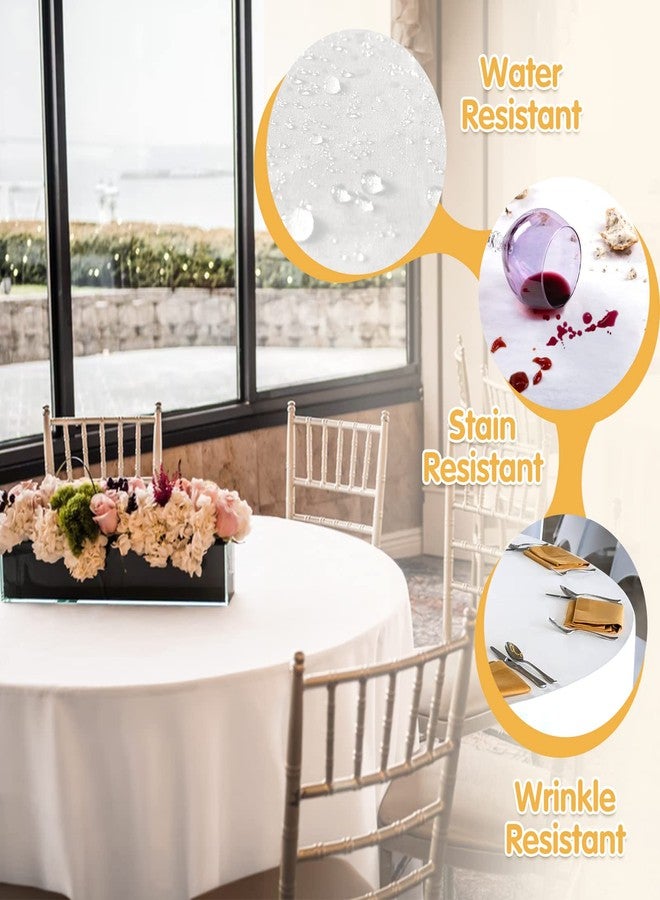 BRILLMAX 6 Pack White Round Tablecloths 70 Inch for 30“-48” Tables - 150 GSM Polyester Fabric, Standard Drop, Water, Stain & Wrinkle Resistant Cloth Cover for Wedding Reception Banquet Dining Party - Image 3