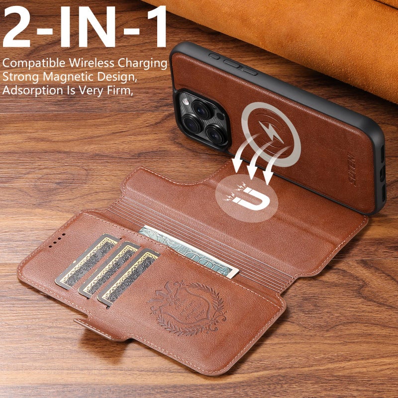 Suteni For Iphone 17 Pro Q07 2-In-1 Multi-Function Detachable Wallet Magsafe Phone Case(Brown) - Image 2
