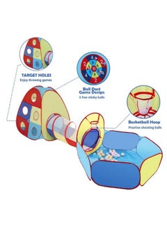 BabyGo BabyGo Portable Kids 3-In-1 Colorful Tunnel Playhouse Ball Pool Ball Pit Tent Summer Indoor Outdoor Play Fun Toy (Balls Not Included, Multicolour), Playhouse Theme  - Image 2