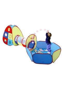 BabyGo BabyGo Portable Kids 3-In-1 Colorful Tunnel Playhouse Ball Pool Ball Pit Tent Summer Indoor Outdoor Play Fun Toy (Balls Not Included, Multicolour), Playhouse Theme  - Image 1