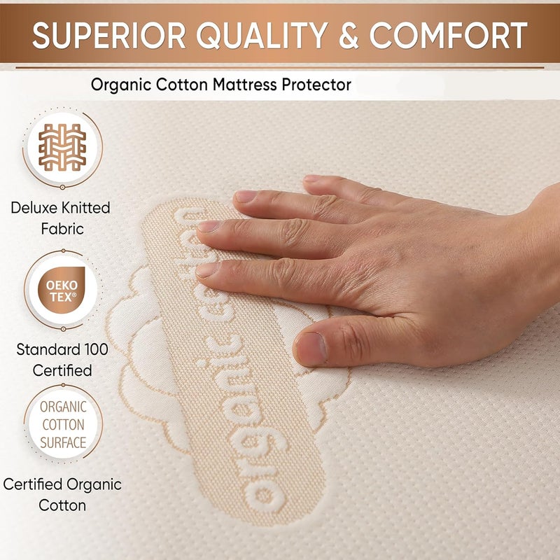 MATTSHIELD ORIGINAL Crib Organic Mattress Protector Pad - Certified Organic Cotton Waterproof Breathable Mattress Pad Cover - 200 GSM Comfort - Deep Pocket - Fitted Comfort - Image 4