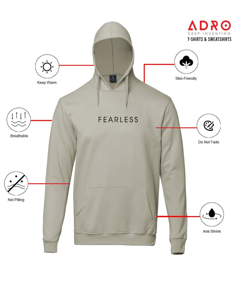 ADRO Fearless Printed Hoodie/Sweatshirt for Men (H22-M-FRL-CH_Beige_S) - Image 3