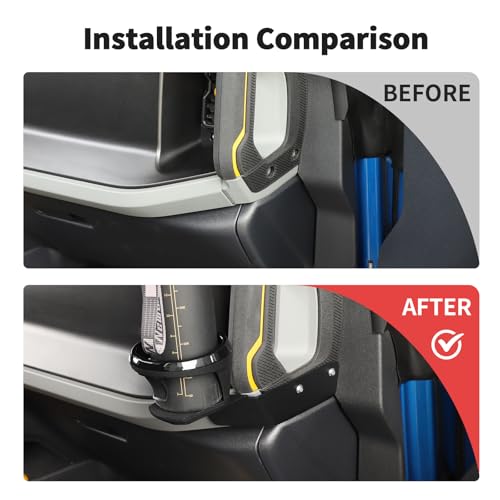 JWWY for Bronco Front Door Cup Holder Drink Holder on Driver's Right Side Beverage Rack for 2021-2025+ Ford Bronco Interior Accessories Alloy Black - Image 2