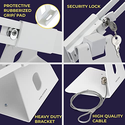 Volcora Anti-Theft Tablet Stand iPad Security Holder with Lock, White 10-13 Inch Kiosk Stand Mount, Swivel, Adjustable, for iPad Pro, Air, POS Register, Retail Business, Checkout, Cashier - Image 5