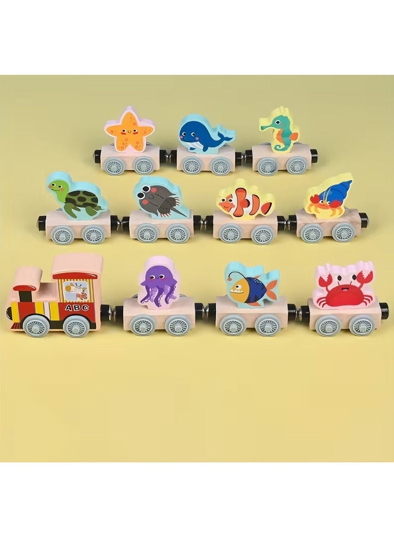 Wooden Sorting Train Toy Set for Kids – Marine/Animal/Fruit/Traffic Categorization Puzzle | Educational Learning Toy for Toddlers | Safe Non-Toxic Wood | Best Gift for Boys & Girls - Image 2