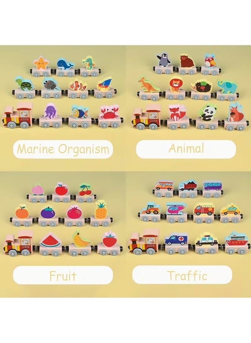 Wooden Sorting Train Toy Set for Kids – Marine/Animal/Fruit/Traffic Categorization Puzzle | Educational Learning Toy for Toddlers | Safe Non-Toxic Wood | Best Gift for Boys & Girls - Image 1