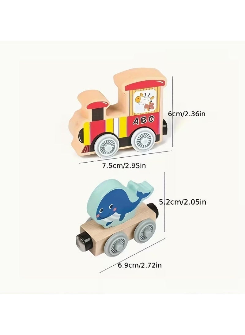Magnetic Wooden Marine Animal Train Set for Kids, Educational Learning Toy with Sea Creatures for Creative & Imaginative Play - Image 3