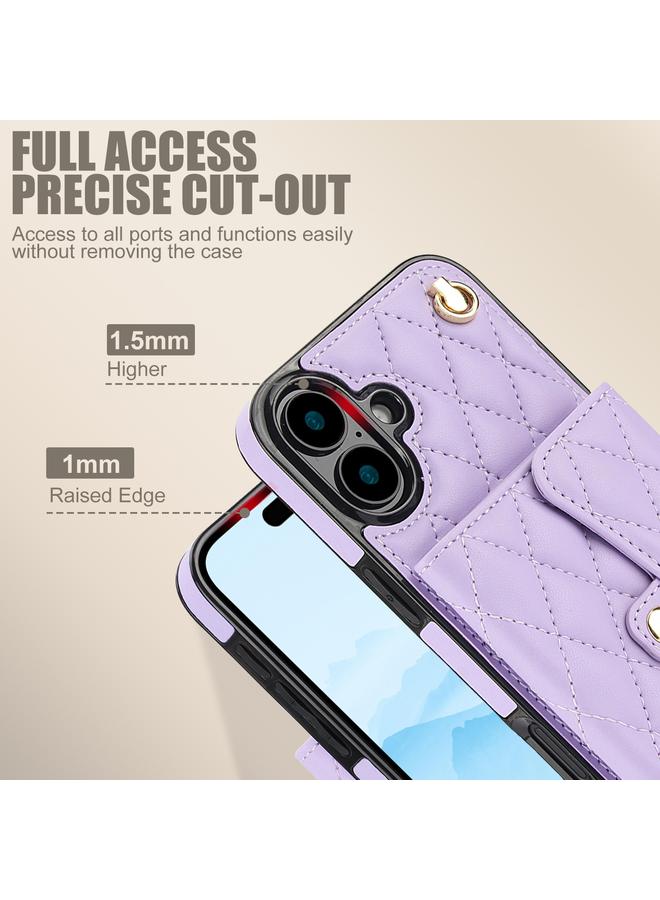 S-TOP Case For iPhone 16 Crossbody Rhombic Horizontal Wallet Leather Phone Case - Image 4