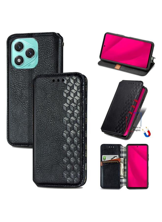 erorex Case For Honor 400 Lite Cubic Grid Pressed Magnetic Leather Phone Case - Image 1