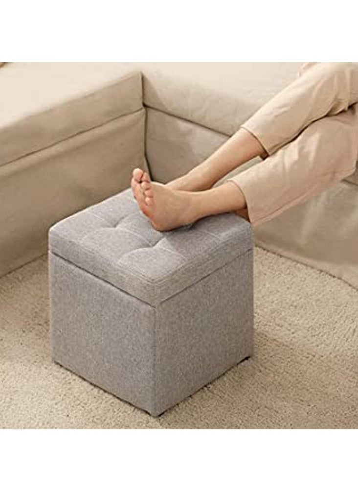 LINGWEI - Ottoman Storage Stool Cube Multi Functional Bench Seat with Padded Memory Foam Lid & Stylish Square Chest Design For Home Living Room Bedroom Hallway Shop Office - Image 1