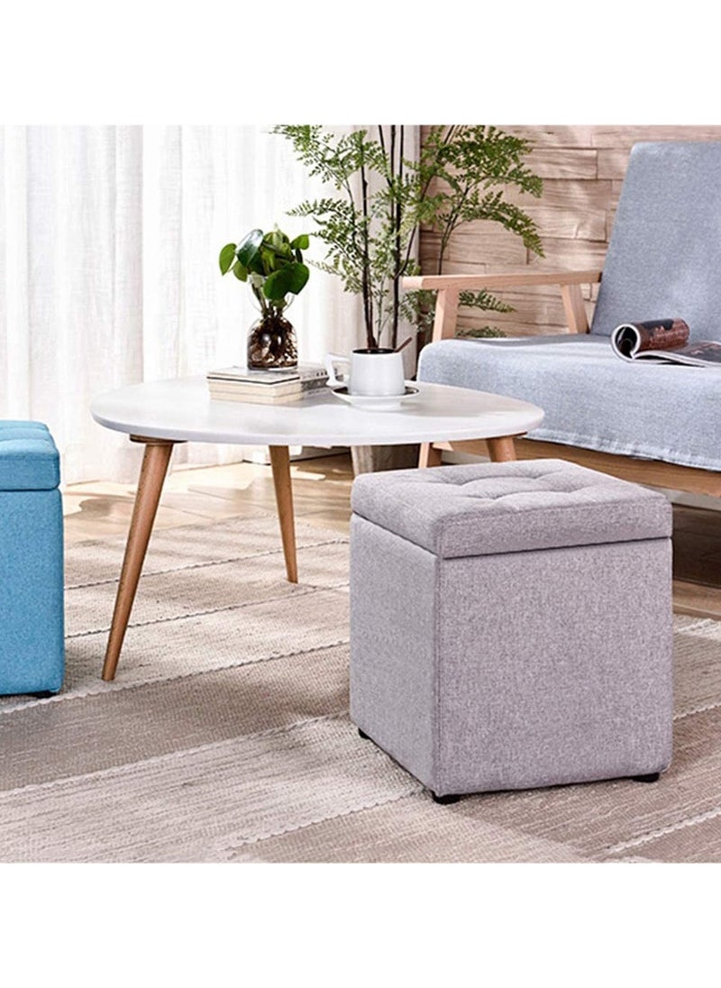 LINGWEI - Ottoman Storage Stool Cube Multi Functional Bench Seat with Padded Memory Foam Lid & Stylish Square Chest Design For Home Living Room Bedroom Hallway Shop Office - Image 1