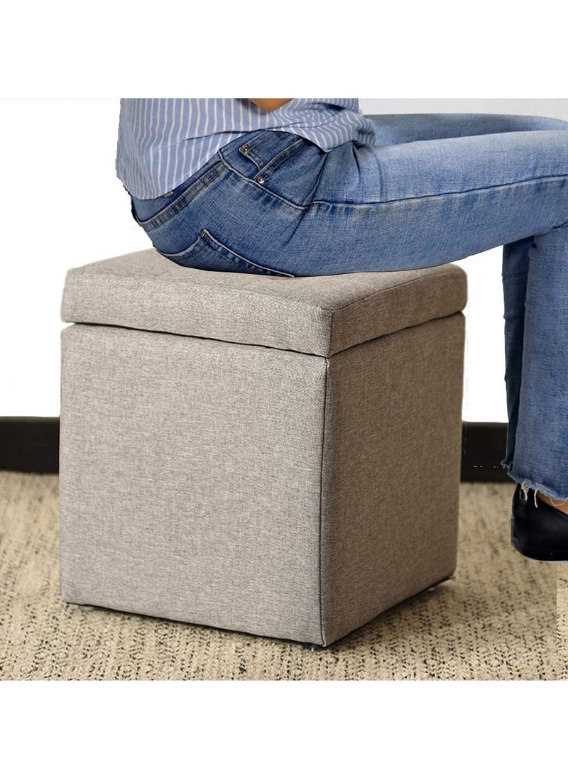 LINGWEI - Ottoman Storage Stool Cube Multi Functional Bench Seat with Padded Memory Foam Lid & Stylish Square Chest Design For Home Living Room Bedroom Hallway Shop Office - Image 1