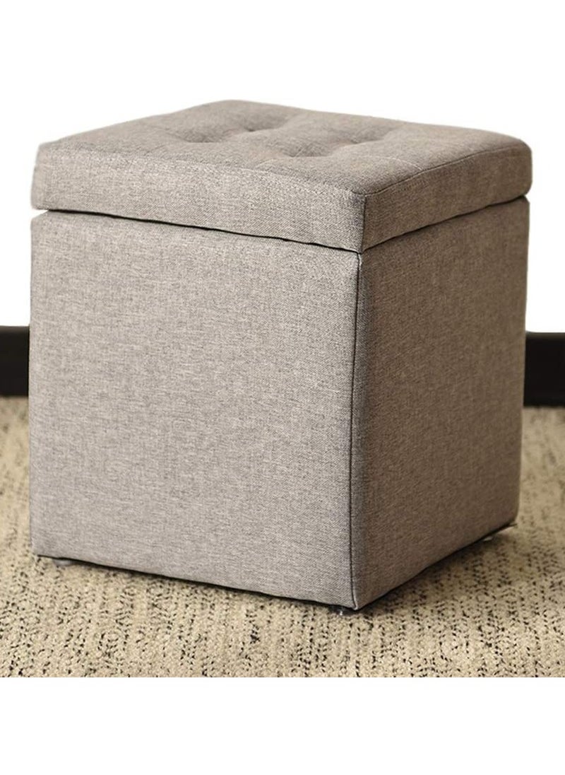 LINGWEI - Ottoman Storage Stool Cube Multi Functional Bench Seat with Padded Memory Foam Lid & Stylish Square Chest Design For Home Living Room Bedroom Hallway Shop Office - Image 1